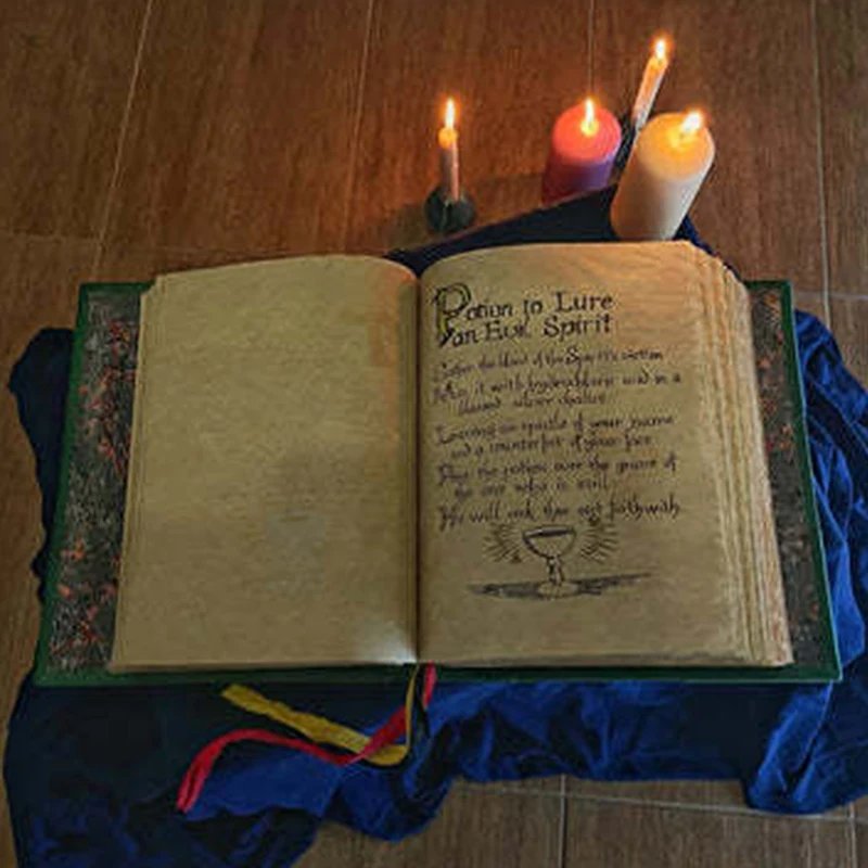 1pc Book Of Shadows Green Cover Bound Blank And Lined Journal 350 Pages Spells Records Spellbook Retro Gifts